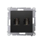 Zásuvka HDMI dvojitá, čierny matný