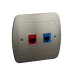 Počítačová zásuvka RJ45 kategórie 5e + telefonické RJ12, saténový, metalizovaný
