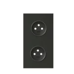 Panel 2-násobný: 2x zásuvka, čierny matný