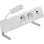 Kancelárska zostava zásuvek: 2x 250 V typ E + USB A-C nabíječka, rychlospojka; typ Wieland, biela