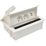 Mediaport Cover: 2x 250 V typ E + USB A-C nabíjačka, kabel 10 cm, biela