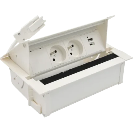 Mediaport Cover: 2x 250 V typ E + USB A-C nabíjačka, rychlospojka; typ Wieland, biela