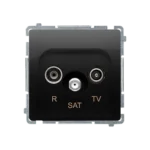 Anténná zásuvka R-TV-SAT priechodná, tlm.: 10dB, čierny matný