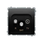 Anténna zásuvka R-TV-SAT koncová/zakončená, tlm.: 1dB, čierny matný
