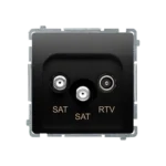 Anténna zásuvka SAT-SAT-RTV dvojitá satelitná, tlm.: 1dB, čierny matný