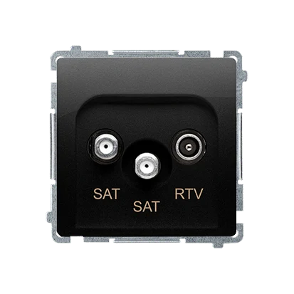 Anténna zásuvka SAT-SAT-RTV dvojitá satelitná, tlm.: 1dB, čierny matný