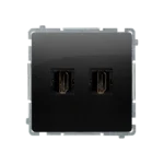 Zásuvka HDMI dvojitá, čierny matný