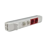 Štandardný zásuvkový blok: 2x 250 V typ E + 2x 250 V UPS + 2x zásuvka RJ45, rychlospojka; typ Wieland, hliník biela