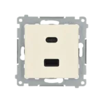 Dvojitá USB nabíjačka, C+A, krémová, 30W