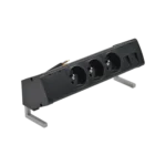 Zostava nábytkových zásuviek: 3x250V typ E + krytka 2xRJ45 s uchytením Keystone, kabel 15 cm, čierny