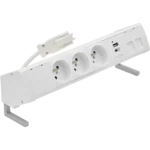 Zostava nábytkových zásuviek: 3x250V typ E+nabíj. USB A-C krytka 2xRJ45 s uchytením Keystone, rychlospojka; typ Wieland, biela