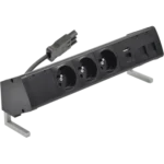 Zostava nábytkových zásuviek: 3x250V typ E+nabíj. USB A-C krytka 2xRJ45 s uchytením Keystone, rychlospojka; typ Wieland, čierny