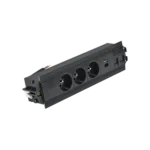 Mediaport Indesk: 3x250V typ E+nabíj.USB A-C+ krytka 2xRJ45 s držiakom Keystone, kabel 15 cm, čierny