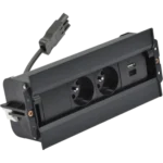 Mediaport Spinner: 2x 250 V typ E + USB A-C nabíjačka, rychlospojka; typ Wieland, čierny