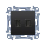 Zásuvka HDMI dvojitá, čierny matný