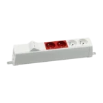 Prepojovacia lišta zosilnená zost. : 2x250V typ E + 2x250V UPS+ krytka 2xRJ45 s Keystone uchytením, skrutkové svorky, biela