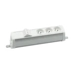 Prehĺbený zásuvkový blok: 3x 250 V typ E + 2x zásuvka RJ45, skrutkové svorky, hliník biela