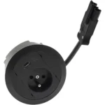 Zapustená nábytková zásuvka: 1x 250 V typ E + USB nabíjačka (typ C), rychlospojka; typ Wieland, čierny