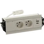 Mediaport Indesk: 2x 250 V typ E + USB nabíjačka (typ C), rychlospojka; typ Wieland, biela