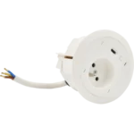 Zapustená nábytková zásuvka: 1x 250 V typ E + USB nabíjačka (typ C), kabel 15 cm, biela