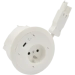 Zapustená nábytková zásuvka: 1x 250 V typ E + USB nabíjačka (typ C), rychlospojka; typ Wieland, biela