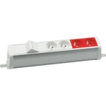 Prepojovacia lišta zosilnená zost. : 2x250V typ E + 2x250V UPS+ krytka 2xRJ45 s Keystone uchytením, skrutkové svorky, hliník biela