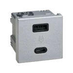 Nabíjačka USB QUICK CHARGE, K45, USB 2.0 A + C, 5V, DC, 3,1A, 45×45mm, hliník, Maximálny výkon nabíjania: 18W