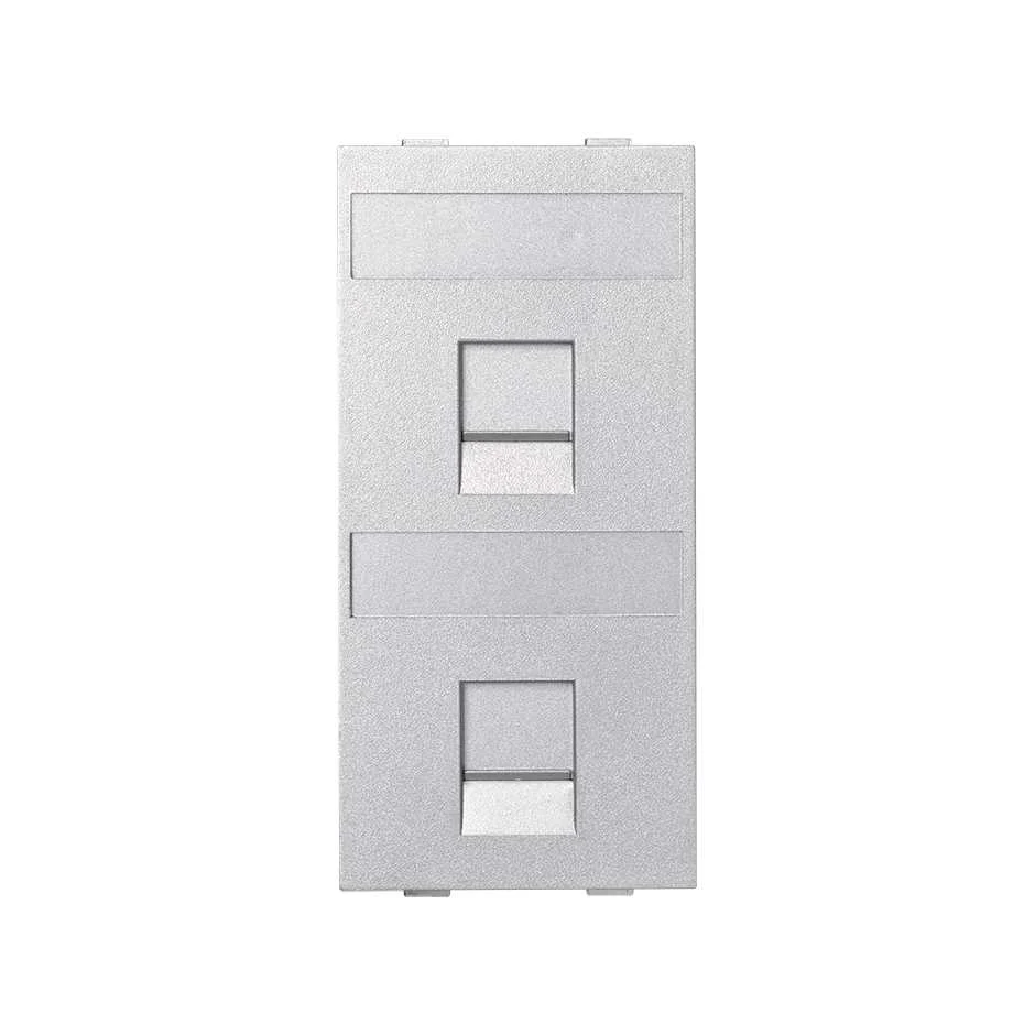 img_8864.jpg Kryt dátovej zásuvky, CIMA, keystone, dvojitý plocha univerzálny s krytkami otvorov, 108×52mm, hliník – Obrázok 1
