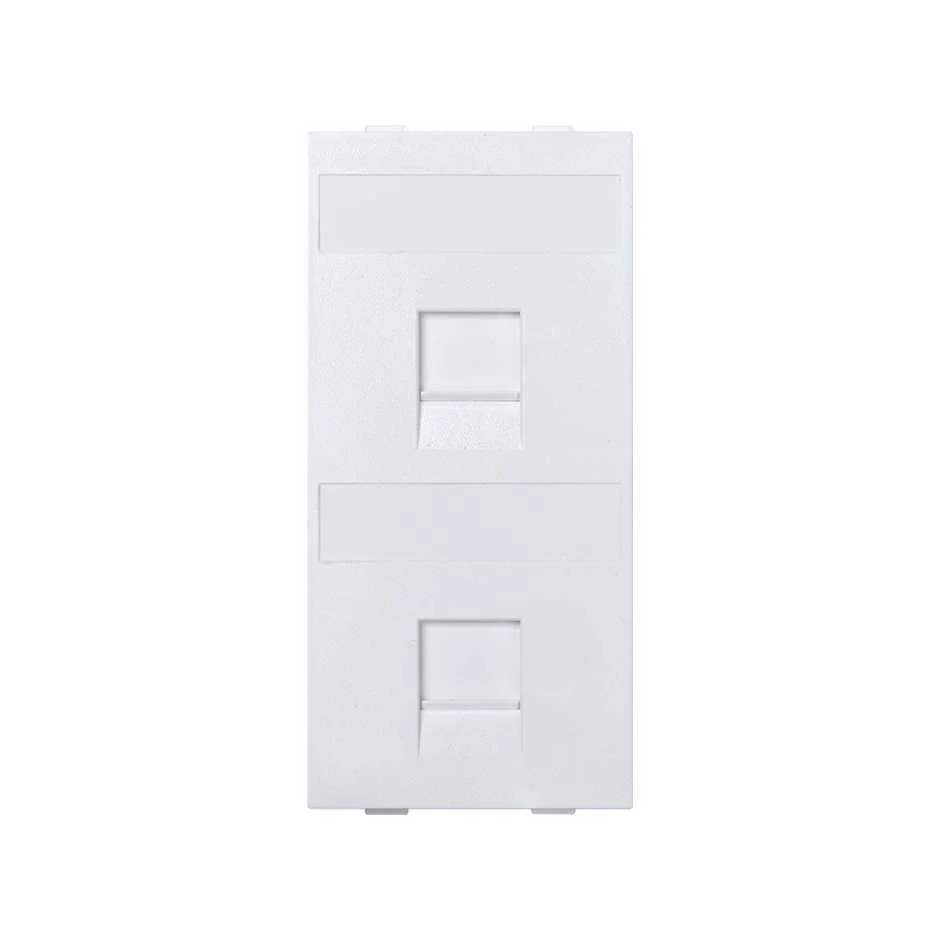 img_8866.jpg Kryt dátovej zásuvky, CIMA, keystone, dvojitý plocha univerzálny s krytkami otvorov, 108×52mm, čisto biela – Obrázok 1