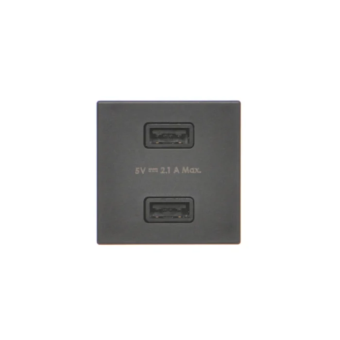Nabíjačka USB, K45, USB 2.0 - A, 5V, DC, 2,1A, 45×45mm, grafit – Obrázok 2