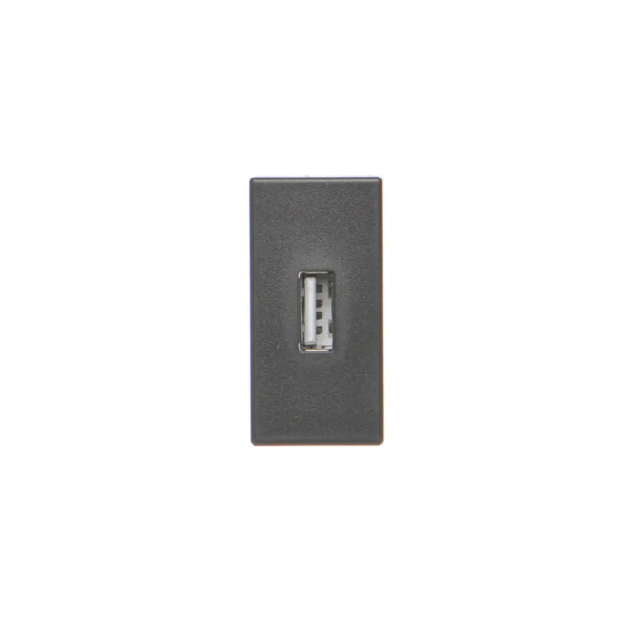 Kryt, K45, spojka USB typ A, 45×22,5mm, grafitovo-sivá – Obrázok 2