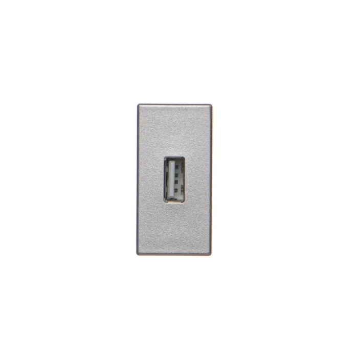 Kryt, K45, spojka USB typ A, 45×22,5mm, hliník – Obrázok 2