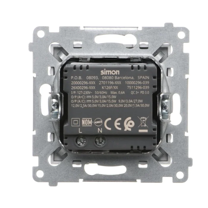 Dvojitá USB nabíjačka, C+A, strieborná matná, 30W – Obrázok 3