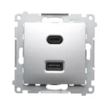 Dvojitá USB nabíjačka, C+A, strieborná matná, 30W – Obrázok 2