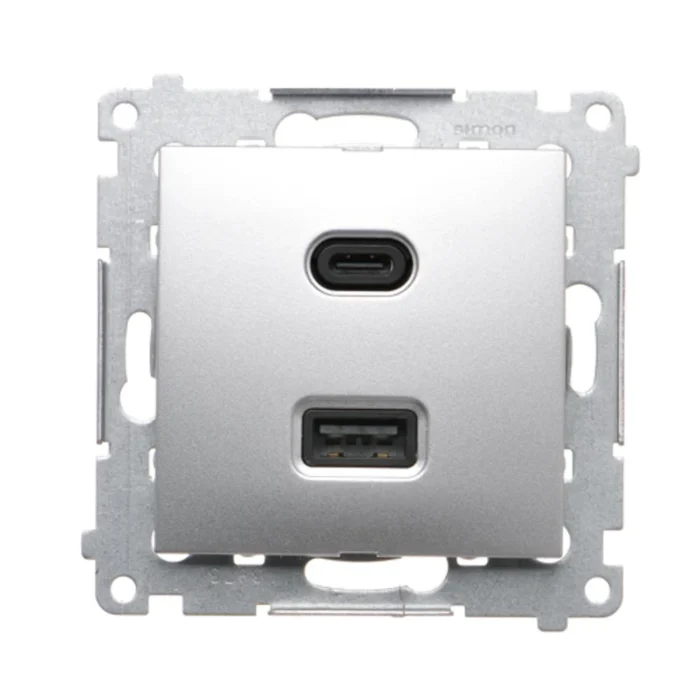 Dvojitá USB nabíjačka, C+A, strieborná matná, 30W – Obrázok 2