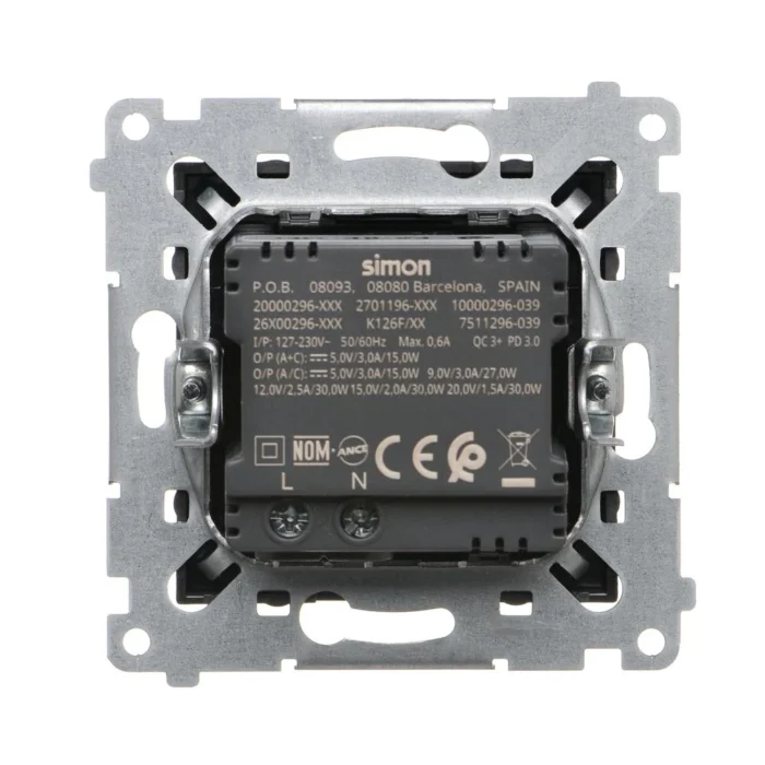 Dvojitá USB nabíjačka, C+A, hnedá matná, 30W – Obrázok 3