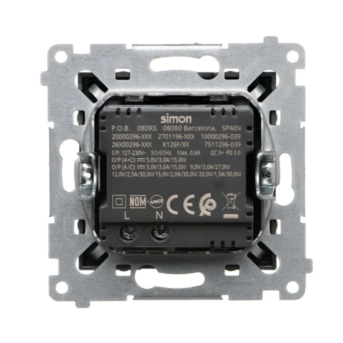 Dvojitá USB nabíjačka, C+A, antracitová, 30W – Obrázok 3