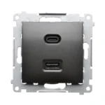 Dvojitá USB nabíjačka, C+A, antracitová, 30W – Obrázok 2
