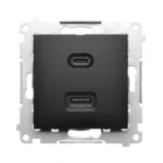 Dvojitá USB nabíjačka, C+A, čierny matný, 30W – Obrázok 2