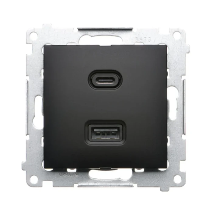Dvojitá USB nabíjačka, C+A, čierny matný, 30W – Obrázok 2