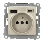 Zásuvka s USB nabíjačkou, C+A, 2,1A, 16A, zlatá matná