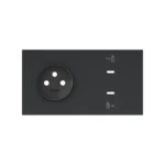 Panel 2-násobný: 1 zásuvka + 2x1 nabíjačka USB C, čierny