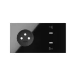 Panel 2-násobný: 1 zásuvka + 2x1 nabíjačka USB C, čierny