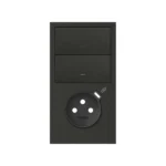 Panel 2-násobný vertikálny: 2 kryty + 1 zásuvka s integrovanou USB C nabíjačkou, čierny, USB: C, Nabíjací prúd: 2,1A