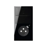 Panel 2-násobný vertikálny: 2 kryty + 1 zásuvka s integrovanou USB C nabíjačkou, čierny, USB: C, Nabíjací prúd: 2,1A