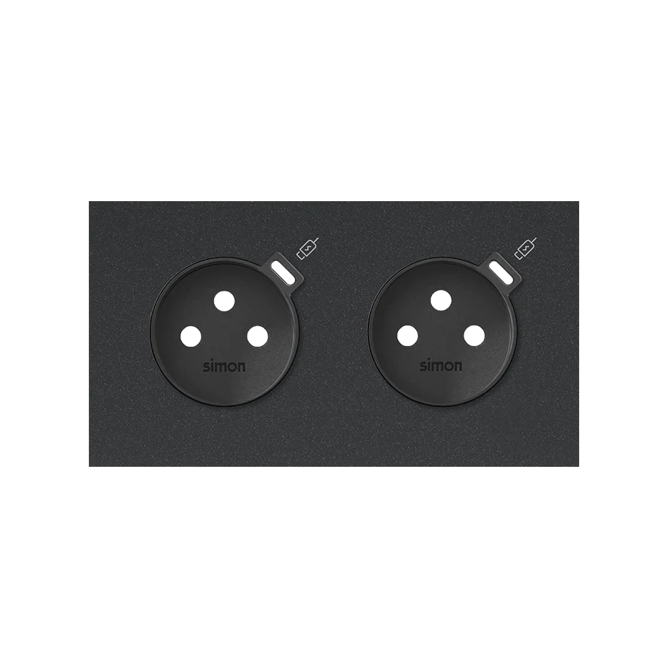 img_9590.png Panel 2-násobný: 2 zásuvky s 2 integrovanými nabíjačkami USB C, čierny, Nabíjací prúd: 2,1A – Obrázok 1