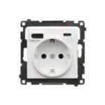 Zásuvka s USB nabíjačkou, C+A, (prístroj s krytom), 2,1A, 16A, biela matná
