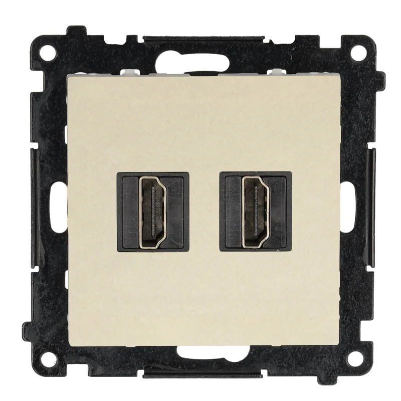 img_9689.png Zásuvka HDMI dvojitá, prístroj s krytom, šampanské matné, HDMI štandard: HDMI 2.1 – Obrázok 1