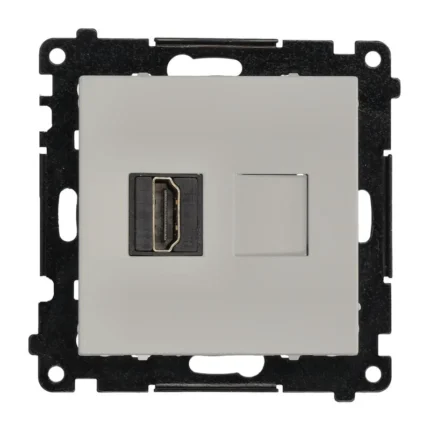 Zásuvka HDMI jednoduchá, prístroj s krytom, hliník matný, HDMI štandard: HDMI 2.1