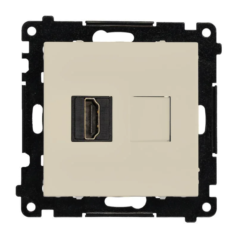img_9693.png Zásuvka HDMI jednoduchá, prístroj s krytom, šampanské matné, HDMI štandard: HDMI 2.1 – Obrázok 1